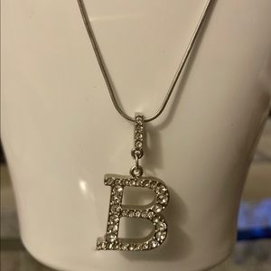 Silver tone initial “B” necklace